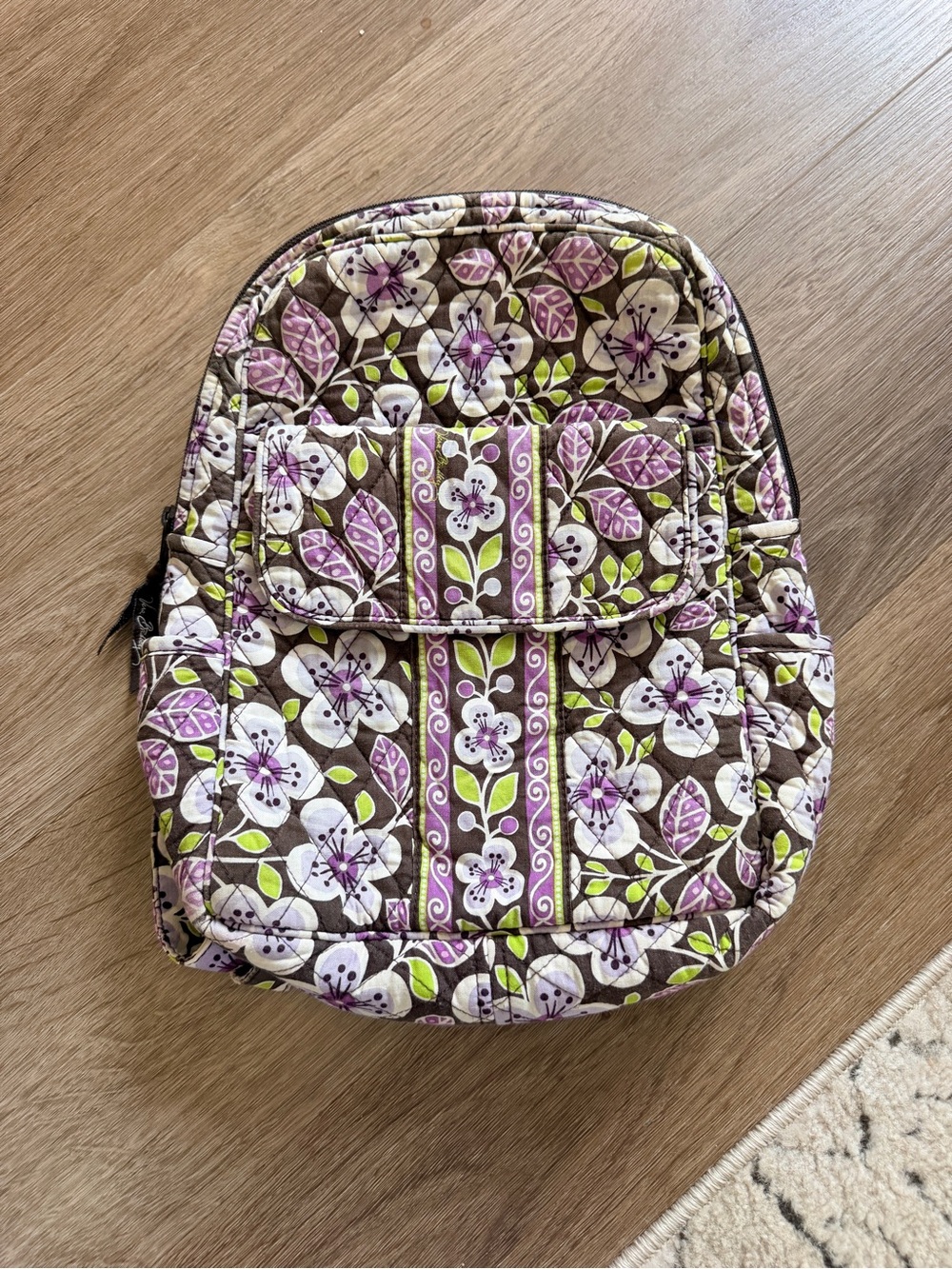 Vera Bradley Floral Quilted Mini Backpack - Purple, Green, Brown